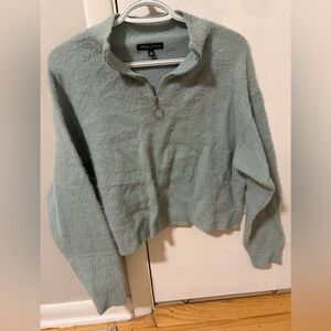 Kendall & Kylie Fuzzy Half-Zip Sweater